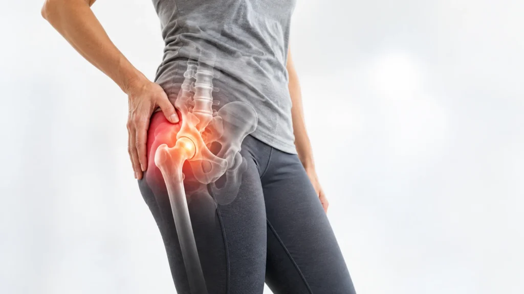 Ból biodra — grafika anatomiczna CRMed Gliwice